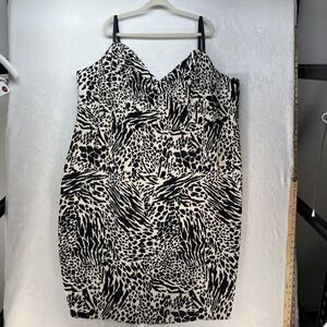 Sergio Hudson x Target Plus Sz 2X Black/White Animal Print Bustier Dress NEW